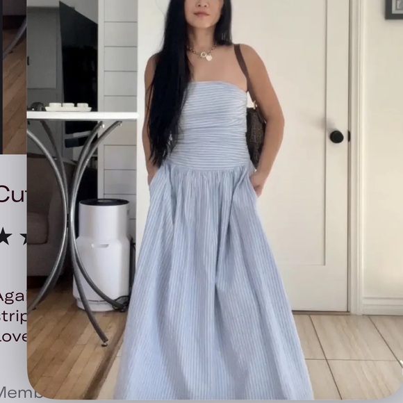 Joe's Jeans The Reina Strapless Linen Blend Midi Dress - Picture 7 of 13